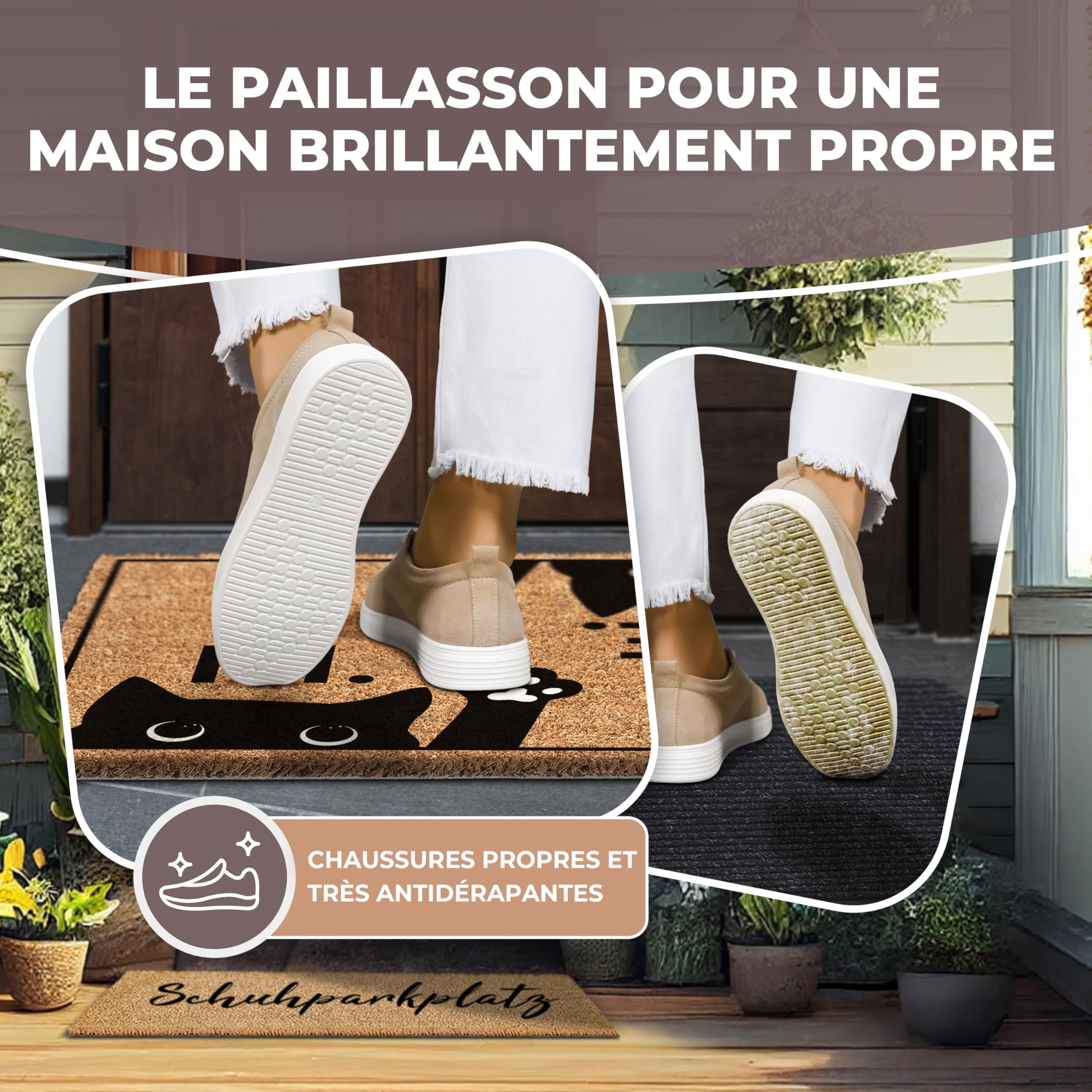 ElbFuchs® Paillasson Coco 60x40cm | Chat [Extra Durable & antidérapant] | Paillasson Chat | Tapis Coco Interieur Rigolo | Paillasson Exterieur Entree Original | Paillassons pour entrée