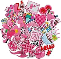 GYGYL 45PCS Pink Preppy Iron-On Patches for Girls - Embroidered Appliques for Clothes, Backpacks, Jeans, Hats & Shoes