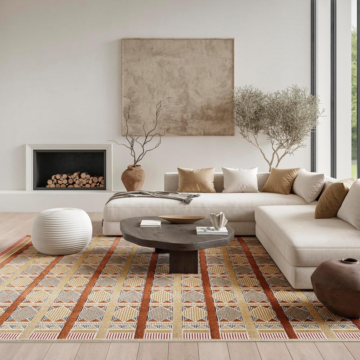 Nourison Home Nordic Rust Multicolor 8' x 10' Area Rug - Easy Clean, Non Shedding, Bed Room, Living Room, Dining Room, Kitchen (8' x 10')