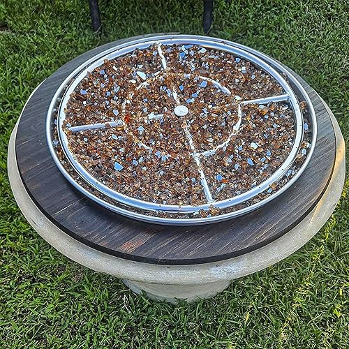 Miniatura 4 de GRISUN Vidrio de cobre de 20 libras para hoguera, 14 de pulgada de alto brillo reflectante para chimenea natural o propano, mesa de fuego, seguro