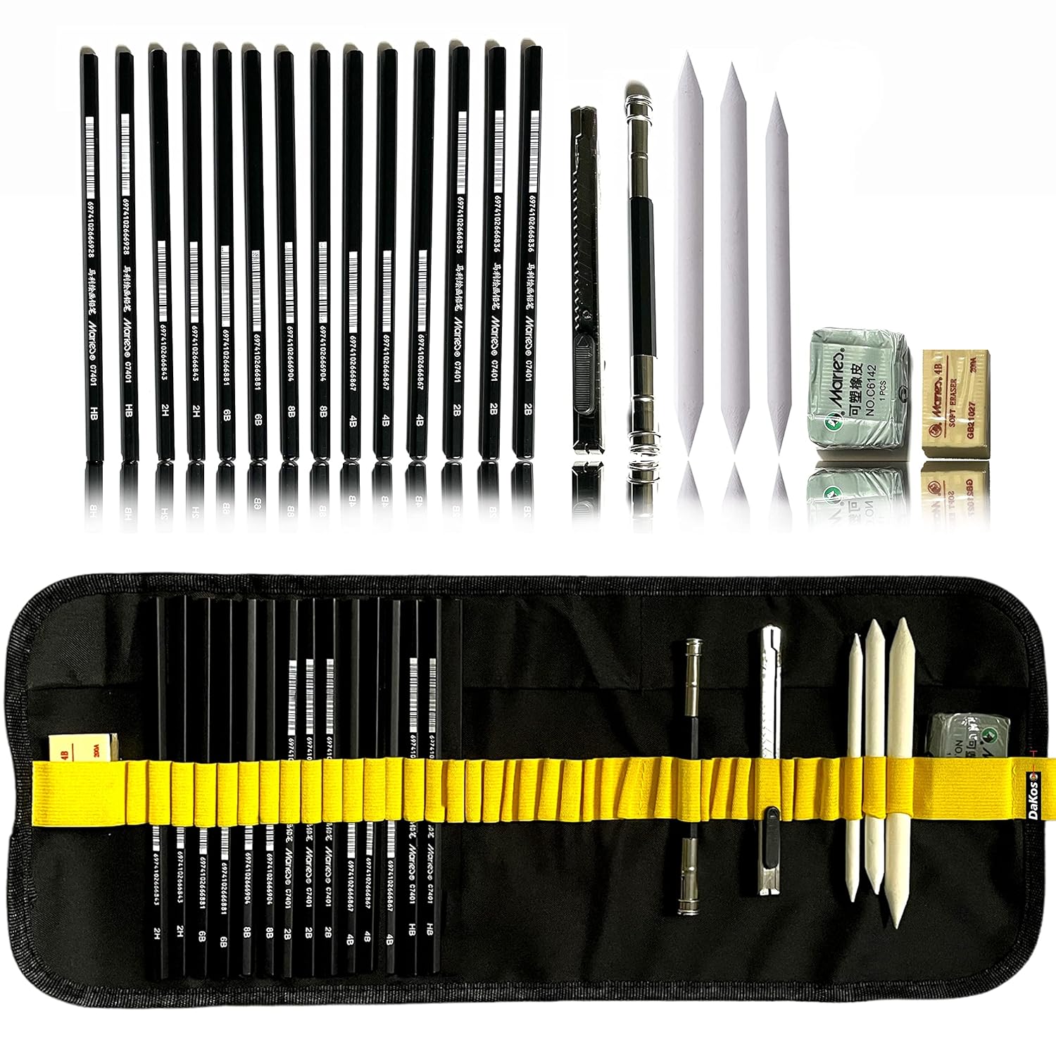 DaKos 21 Pieces Professional Sketching & Drawing Art Tool Kit with