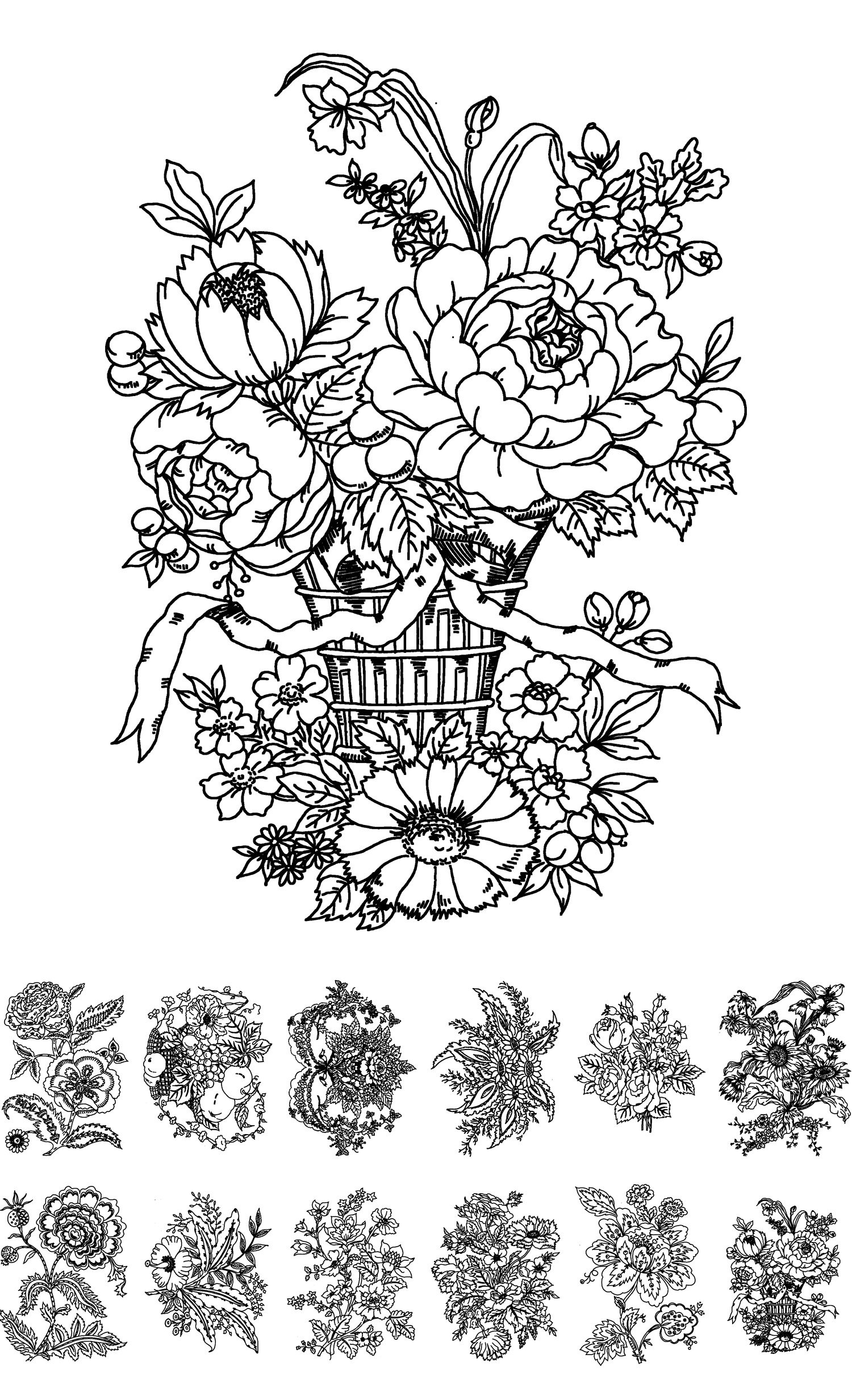 Adult Coloring Book - Chinese Floral Patterns, 24 Pages, 6x8 Inches, Vintage Style - View #9