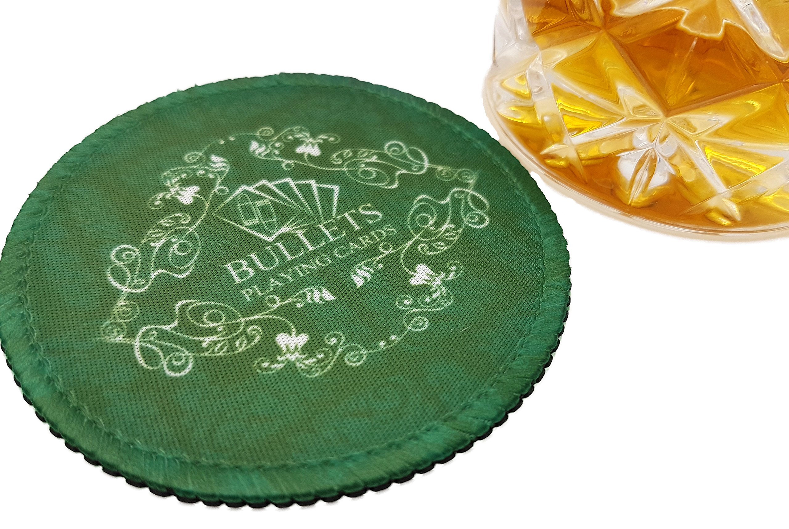 Bullets Playing Cards, Zestaw 6 podstawek pod napoje w stylu pokera, trwałe pokrywki do piwa, podstawki pod napoje, podkładki pod piwo, podkładki do whisky, podstawki na stół do pokera, kolor zielony