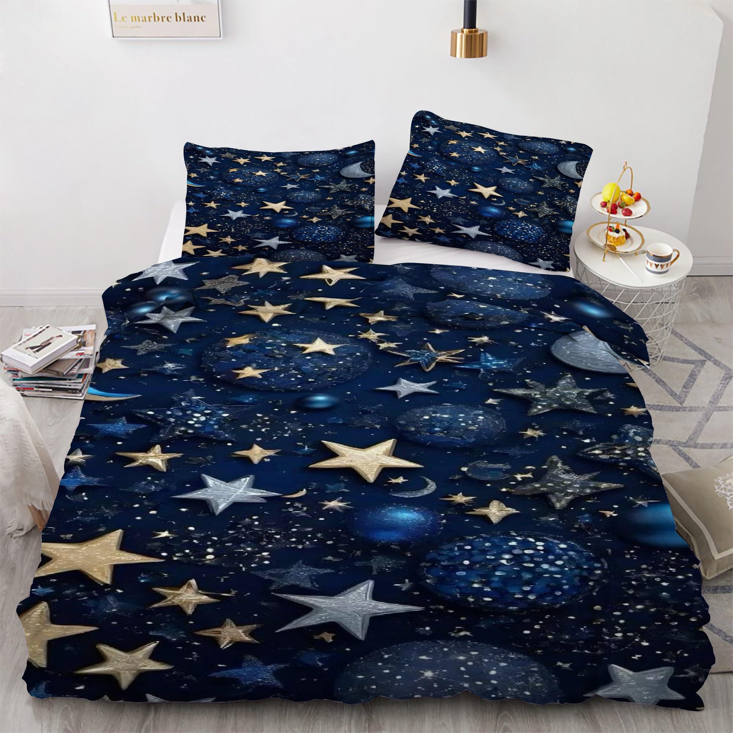 Housse couette en microfibre douce univers 160x200 parure lit 3 pièces