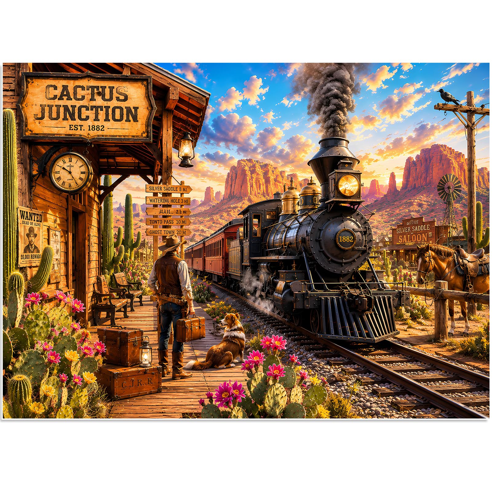 500 Piece Puzzle for Adults, Western Train Jigsaw Puzzle for Adults Seniors