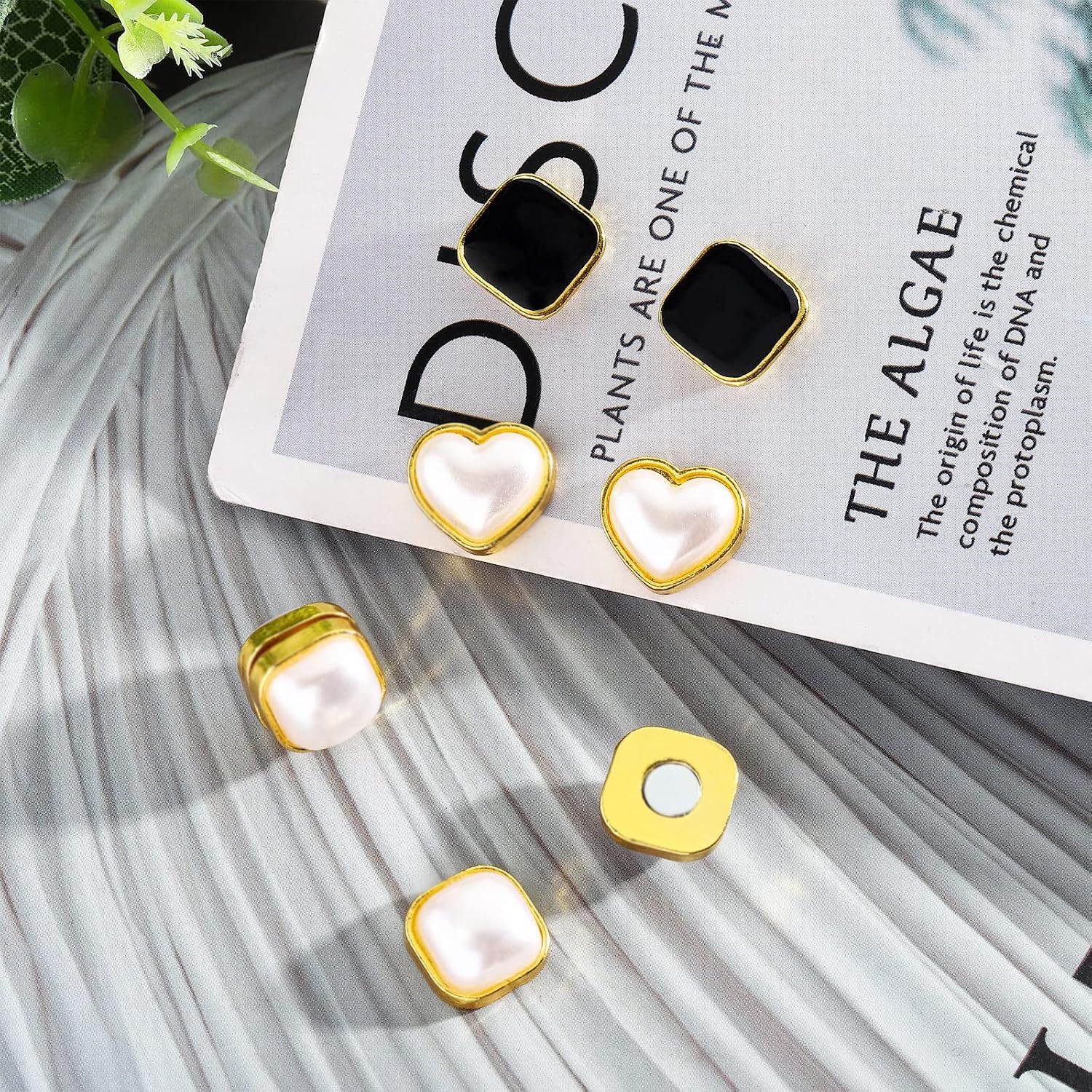 NEWITIN 9 Pairs Magnetic Stud Earrings for Women Clip on Earring Magnet Studs Inlaid Cubic Zirconia Pearl Stud Earring Fashion Non Piercing Magnetic Earrings for Women Men