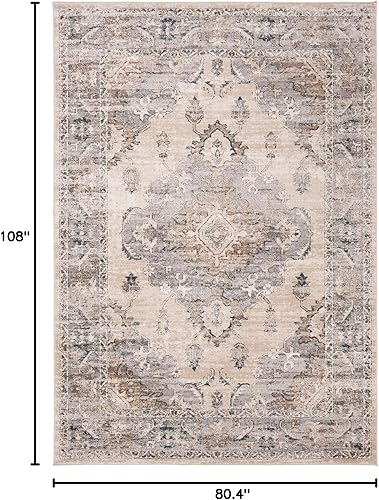 Miniatura 2 de MARTHA STEWART x Safavieh MSR898B - Alfombra moderna y contemporánea que no desprende pelusa, 6 pies 7 pulgadas x 9 pies 0 pulgadas, color beigegris