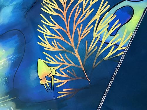 Miniatura 6 de Wonrizon Tapiz de hongos con luz negra, tapices de bosque de mariposas, reactivos a los rayos UV, luna estrellada para colgar en la pared,