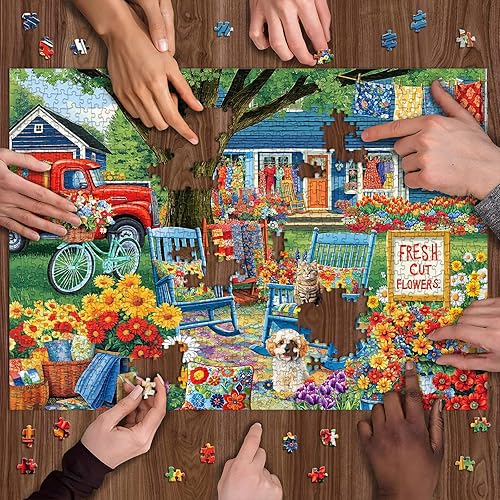 Miniatura 6 de Rompecabezas de jardín de flores para adultos, 1000 piezas, rompecabezas de flores naturales, rompecabezas de perro y gato, rompecabezas de plantas