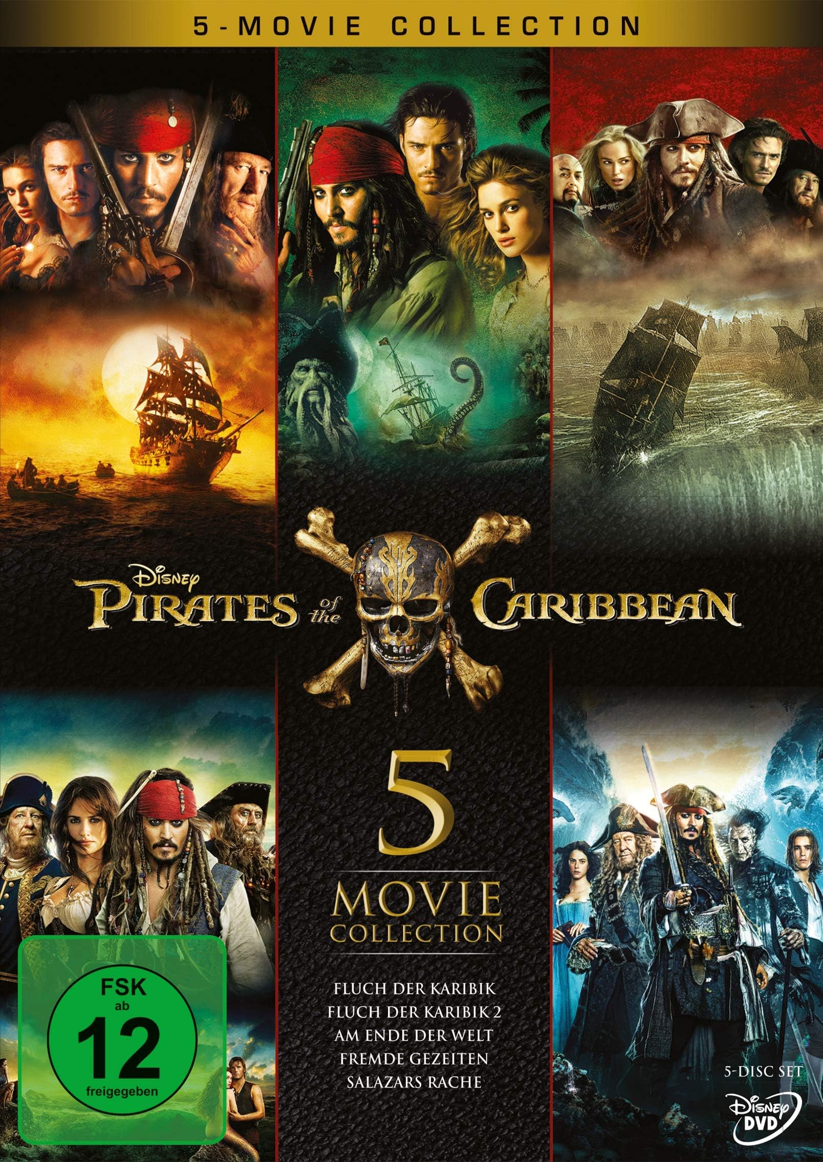 Pirates of the Caribbean 5-Movie Collection,5 DVD: Fluch der Karibik; Pirates of the Caribbean - Am Ende der Welt; Pirates of the Caribbean - Fluch ... Pirates of the Caribbean: Salazars Rache