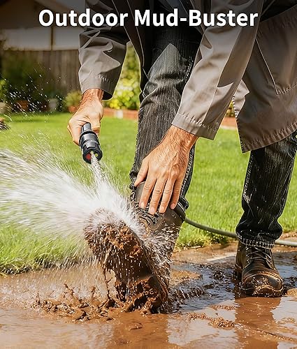Miniatura 6 de Lavadora a presión eléctrica portátil con tanque de 3.2 galones, boquillas 4 en 1, lavadora a presión inalámbrica plegable para apartamentos sin