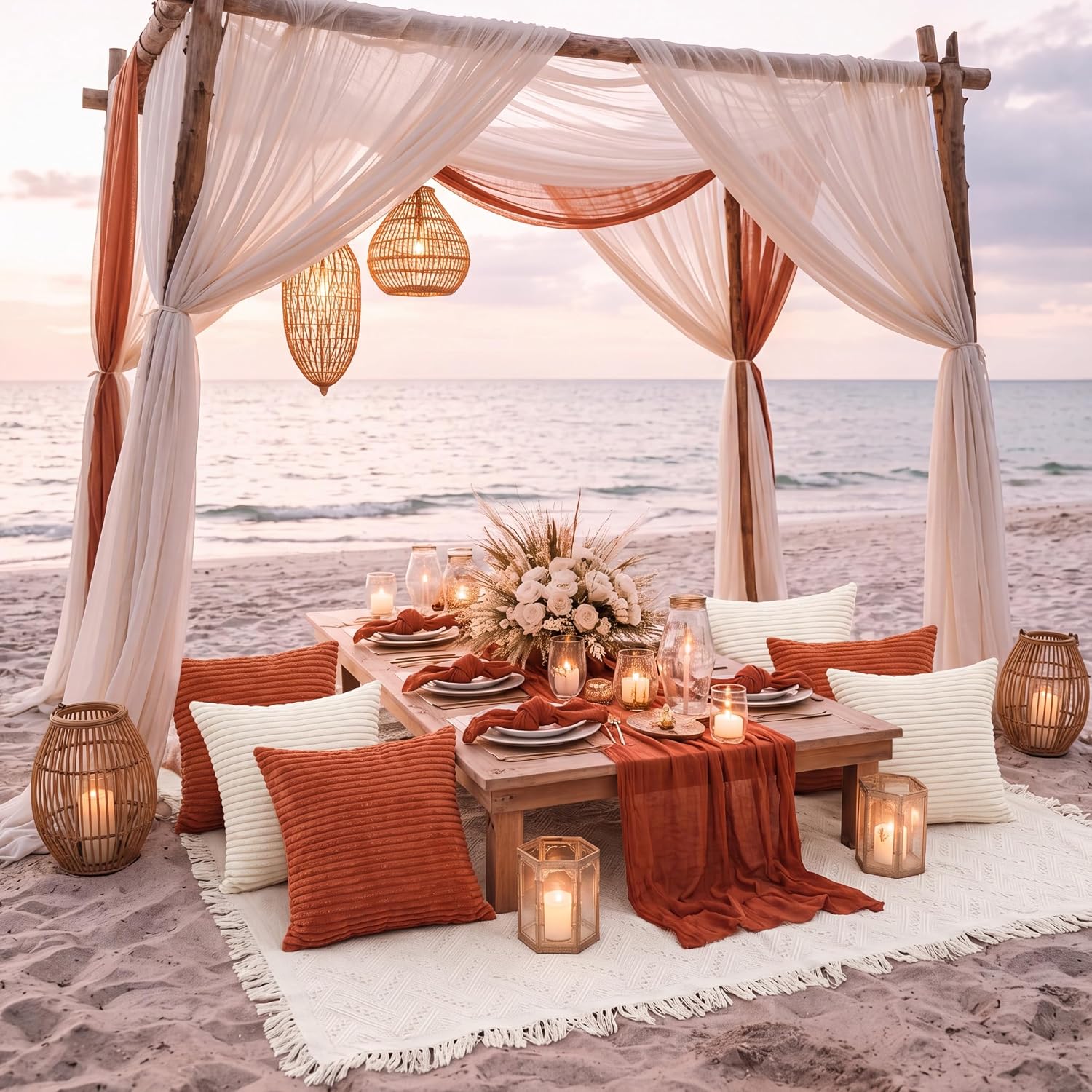 14 Pack Extra Large Terracotta Picnic Blanket Kit 91x71'' Outdoor Fall Rug image 4