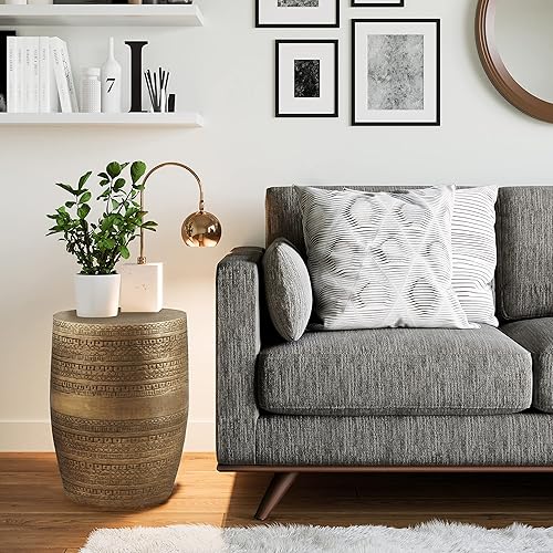 Miniatura 166 de SIMPLIHOME Curtis - Mesa cilíndrica de metal industrial de 16 pulgadas de ancho en negro degradado y plateado, totalmente montada, para sala de