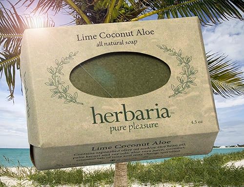 Miniatura 3 de Herbaria Lime Coconut Aloe Handcrafted All-Natural Soap with Essential Oils. 4.5 oz Bar. Enjoy 60 More Skin-Friendly Varieties.