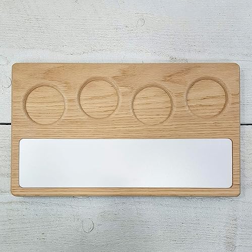 Miniatura 3 de Personalized Beer Flight Board Paddle Sampler Tray with Write-on Chalkboard Dry-erase Surface Marker Board. Will hold 4oz to 5oz Glasses. Made in