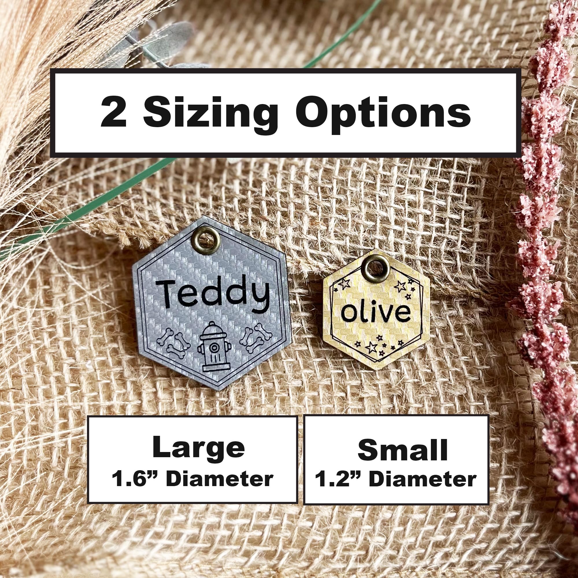 Custom Engraved Leather Pet Dog Name Tag | ID Tag | Made in USA Leatherette (Circle)