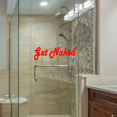 Miniatura 4 de Get Naked Vinyl Wall Decal, Funny Wall Decal for Bathroom
