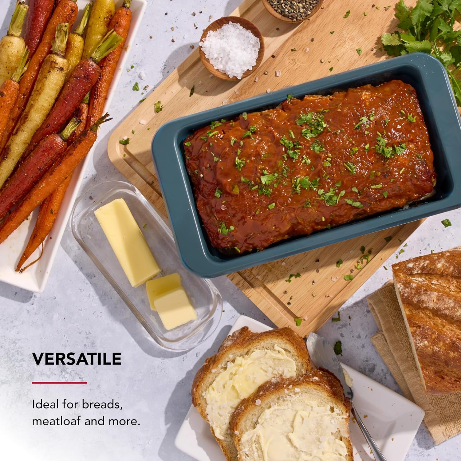 KitchenAid Nonstick Swiss Engineered Aluminized Steel Loaf Pan, Dishwasher Safe, 9 x 5 Inch, Agave - Image 3