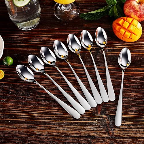 Miniatura 6 de KEAWELL Louise Premium - Cucharas de té helado de mango largo de 4 piezas, cucharaditas largas de acero inoxidable 1810, cucharas largas de café,