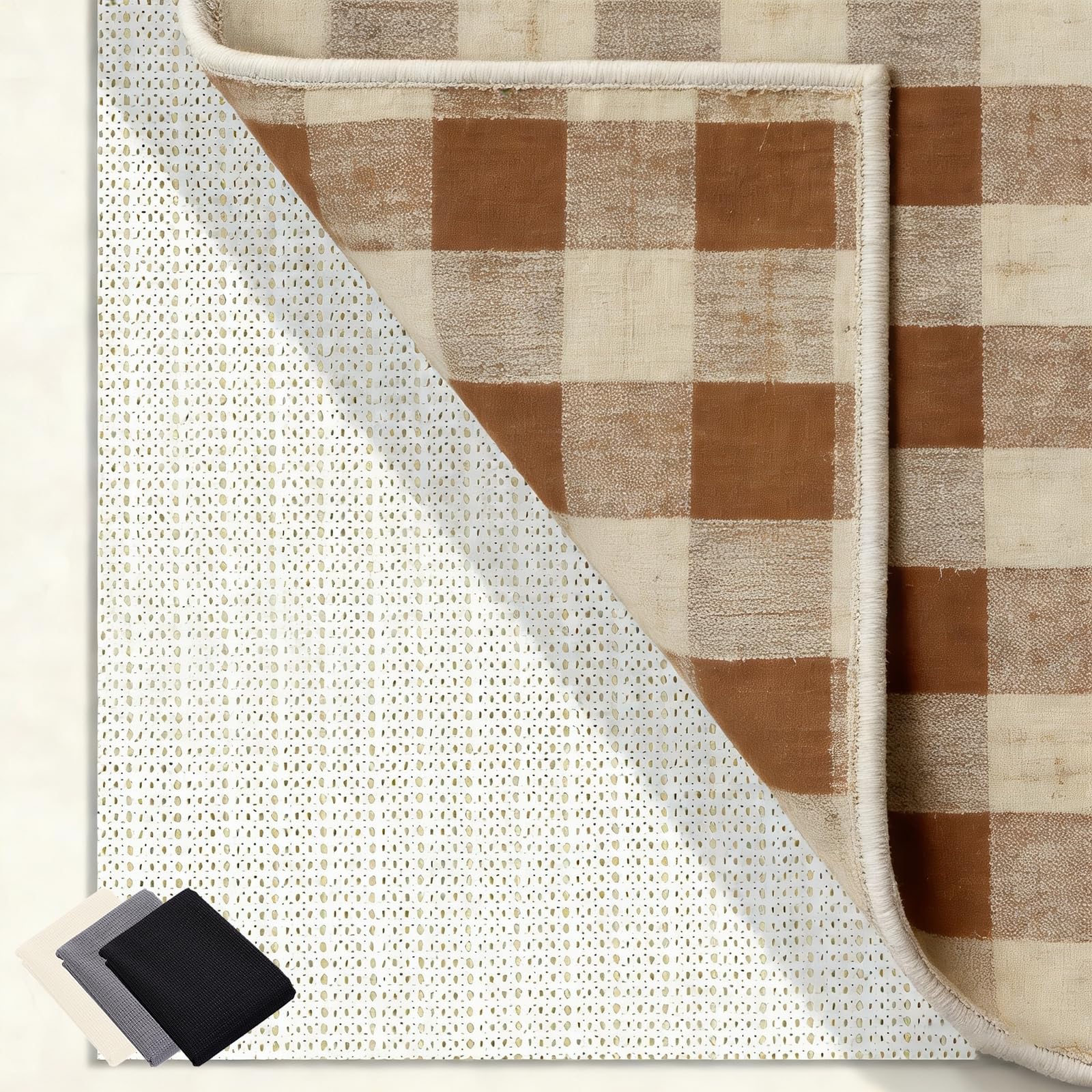 rutschfeste Unterlage Teppich 240 x 300 cm Waschbare, Wiederverwendbare, Hält Ecken Flach, Zuschneidbar, Antirutsch Teppich Unterlage Universell Einsetzbar für Alle Böden, Weiß