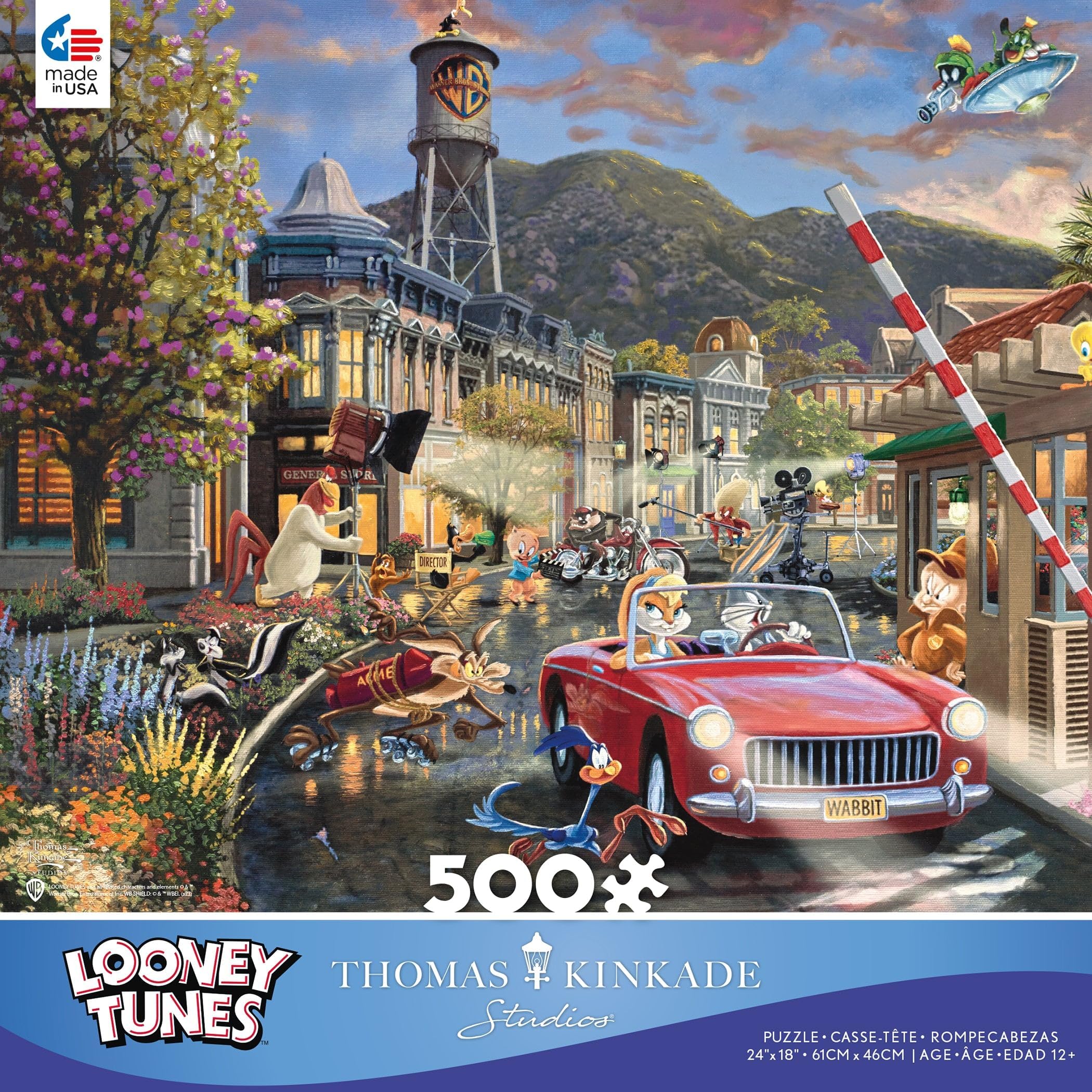 Ceaco Looney Tunes - Backlot Shenanigans (Thomas Kinkade) 500PC Puzzle
