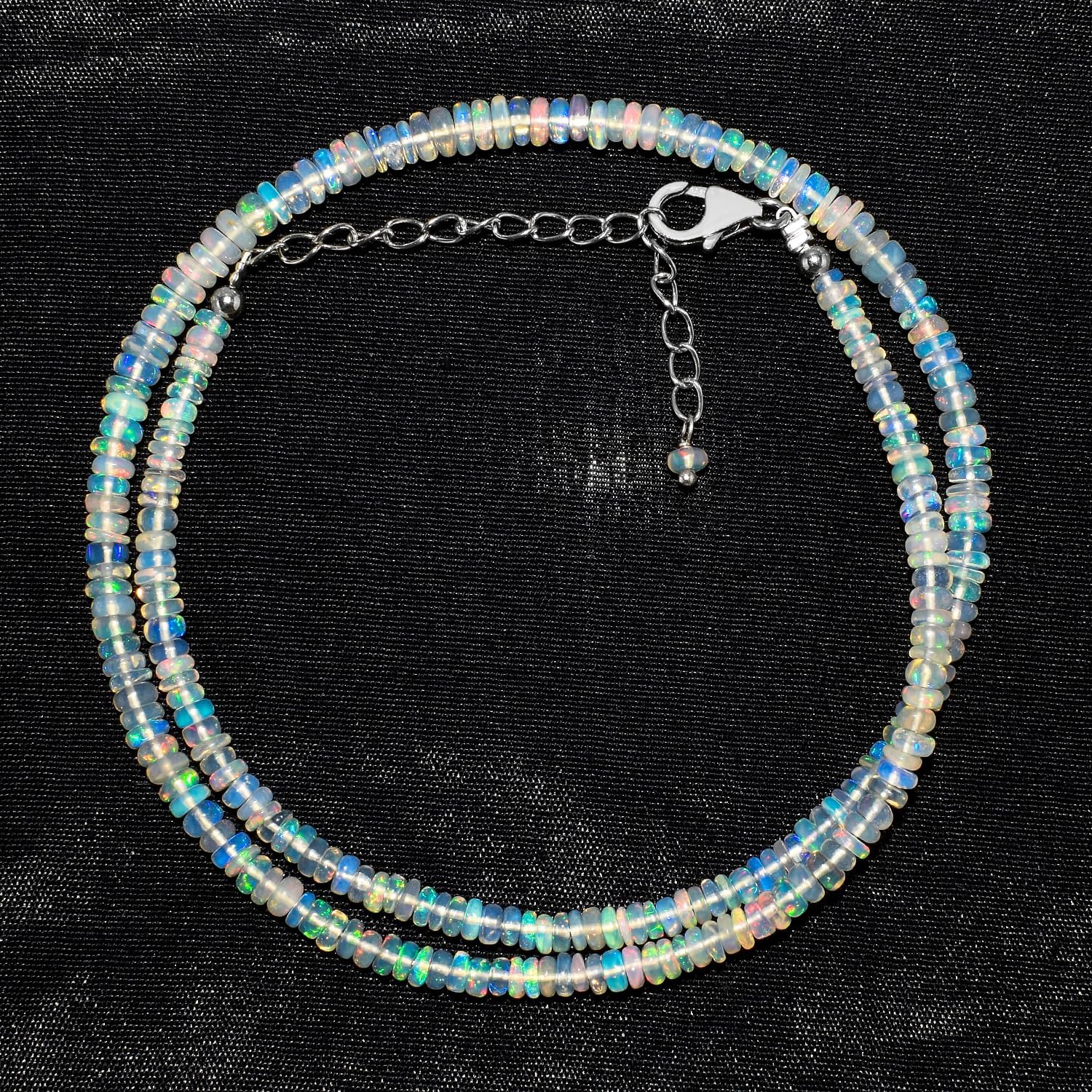 InfinityGemsArt Natural Ethiopian Fire Opal Choker Necklaces For Women, Gemstone Beads, Dainty October Birthstone, Healing Crystals Gift Jewelry in 925 Sterling Silver Chain 18 inch - Image 3