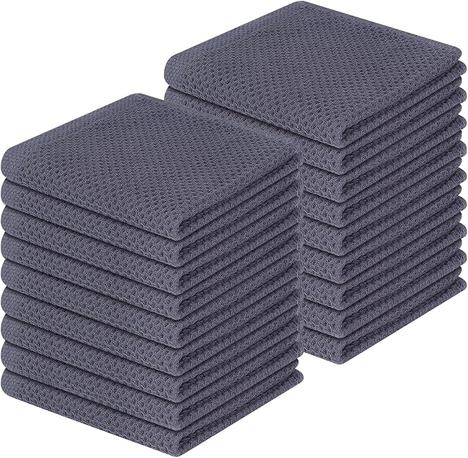 Homaxy 100% Cotton Waffle Weave Kitchen Dish Cloths, Ultra Soft Absorbent Quick Drying Dish Towels, 12 x 12 Inches, 8-Pack, Grass Green