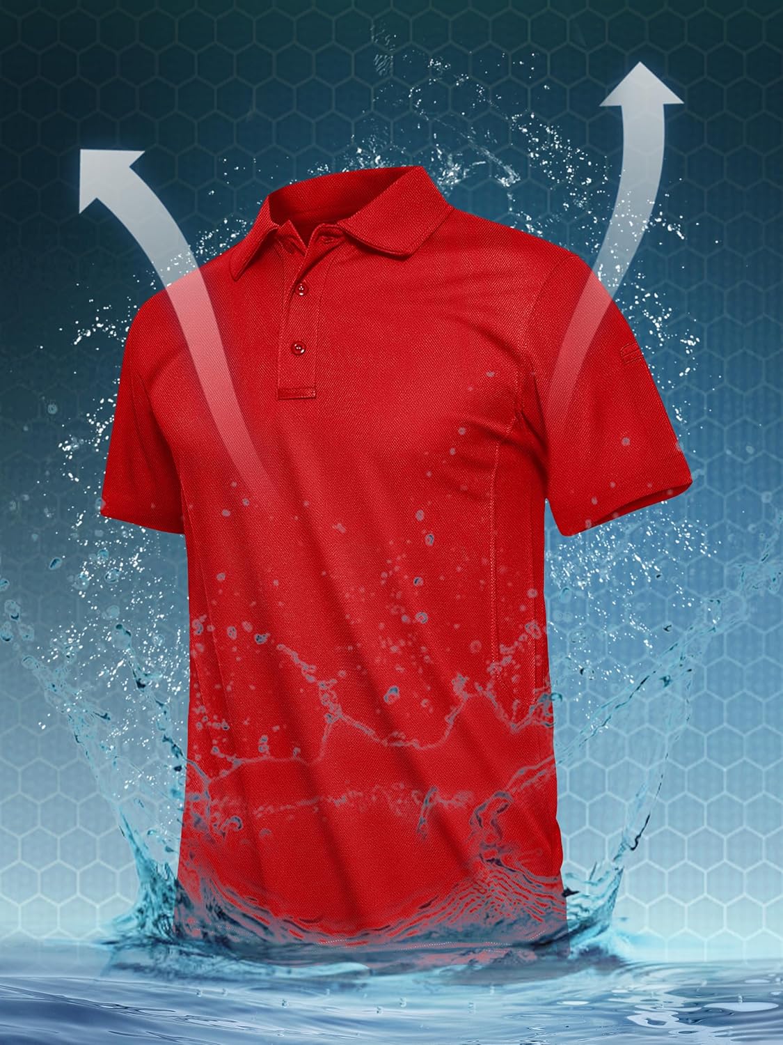 TACVASEN Men's Polo Shirts Tactical Quick-Dry Casual Golf Shirt Short Sleeve Airsoft Polos XX-Large #33 Short-tomato Red