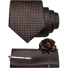 RBOCOTT Mens Tie Woven Necktie Pocket Square and Lapel Pin with Tie Clip Set for Business 4PCS