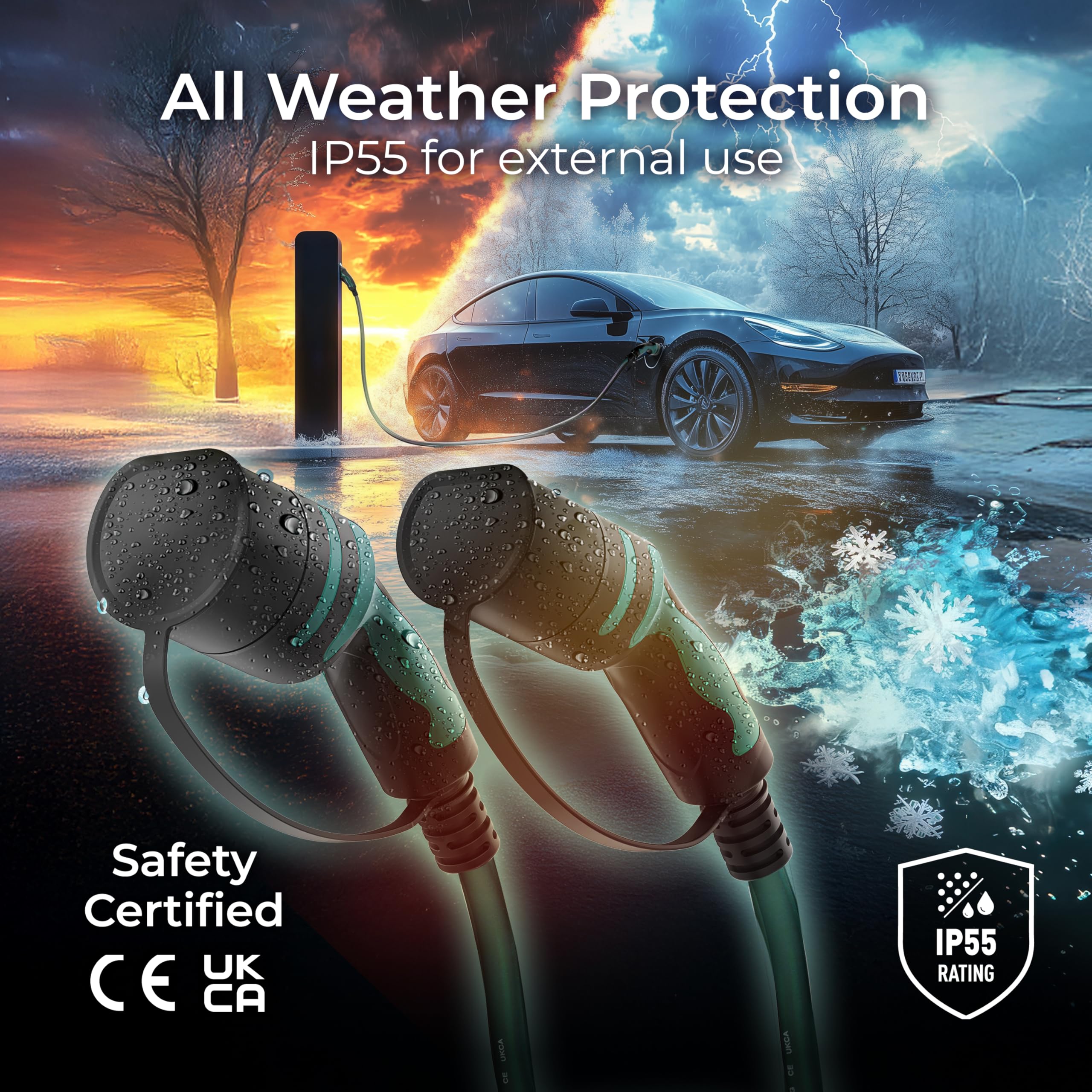 Masterplug Cable de Carga Rápida para VE Modo 3 con Estuche de Transporte, Vehículo Eléctrico e Híbrido Enchufable Tipo 2 a Tipo 2, Trifásico, Cable de 5 Metros, 22kW, 32A, EVC22325TL/CASE