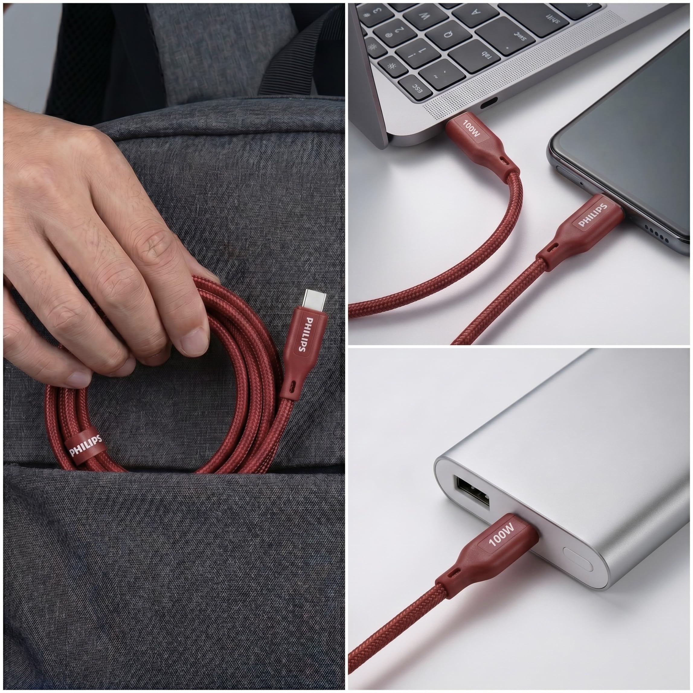 Philips 100W USB-C to USB-C Cable - Magnetic & Fast Charging -9 Philips 100W USB-C to USB-C Cable - Magnetic & Fast Charging -9