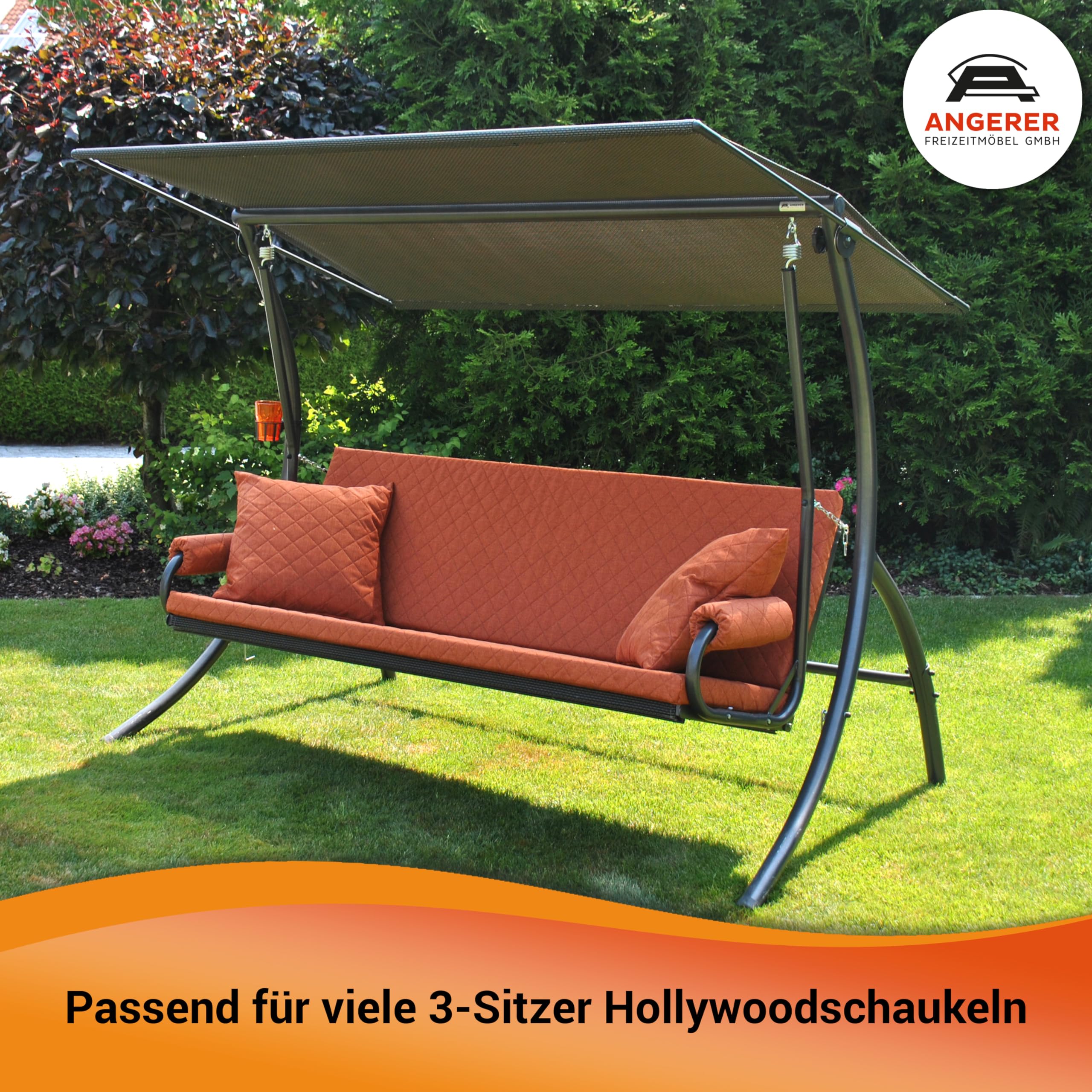 ANGERER Freizeitmöbel GmbH Hollywoodschaukel Auflage Elegance Joy - passend für viele 3-Sitzer Hollywoodschaukeln - Schaukelauflage Made in Germany (Hellgrau)