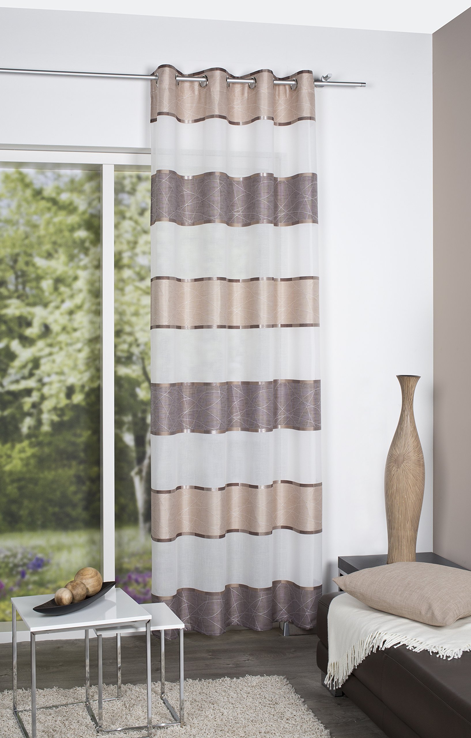 Home Fashion 051777 – 0512 – Tenda con Occhielli, Tessuto, Cappuccino, 245 x 140 cm