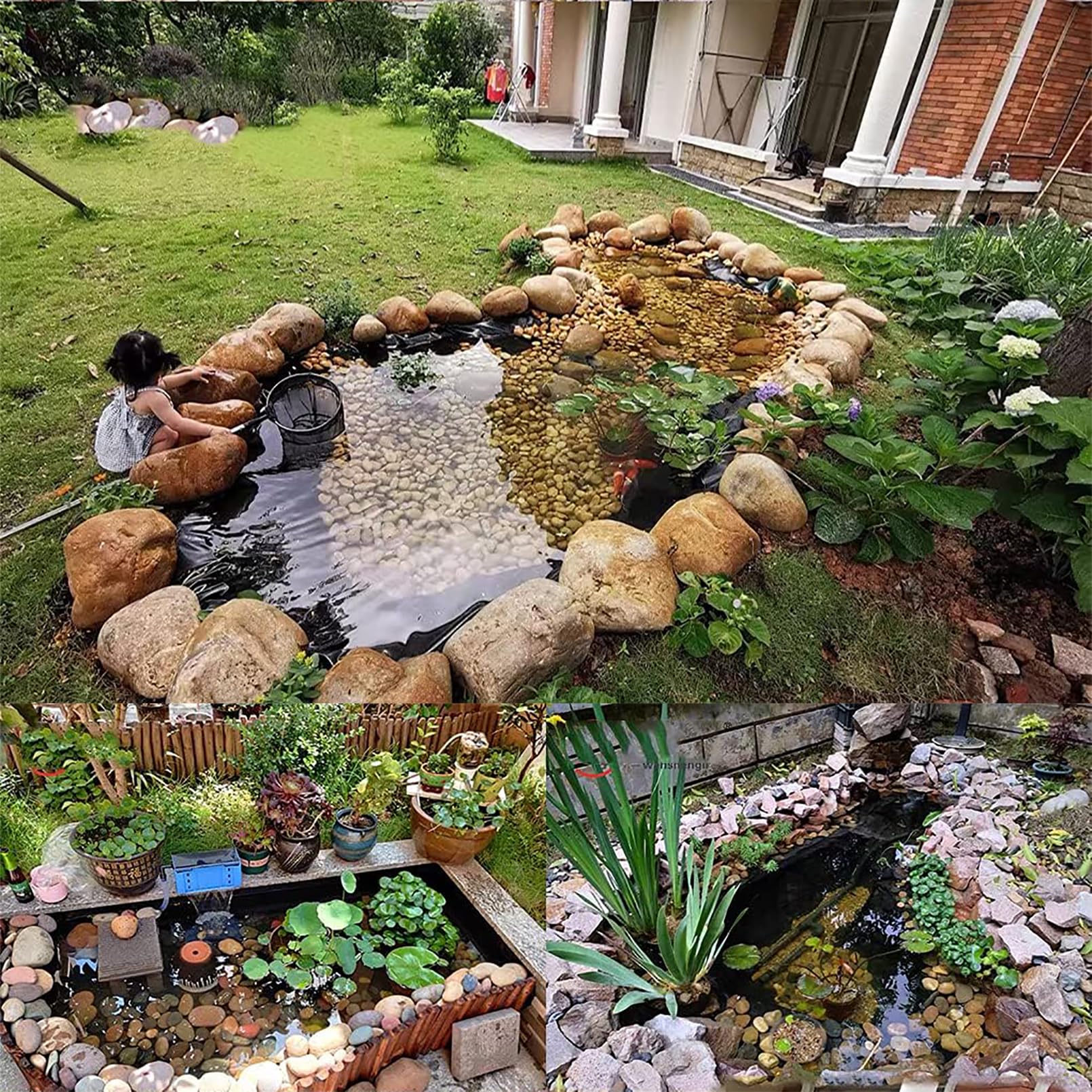 Telo per Laghetto Nero in PVC, 2.5x6m 4x5m 10x10m Rivestimento per Laghetto Resistente, Membrana per Laghetto, Fodera per Laghetto, per Laghetti,Laghetti,Laghetti,Giardini Acquatici,Fontane