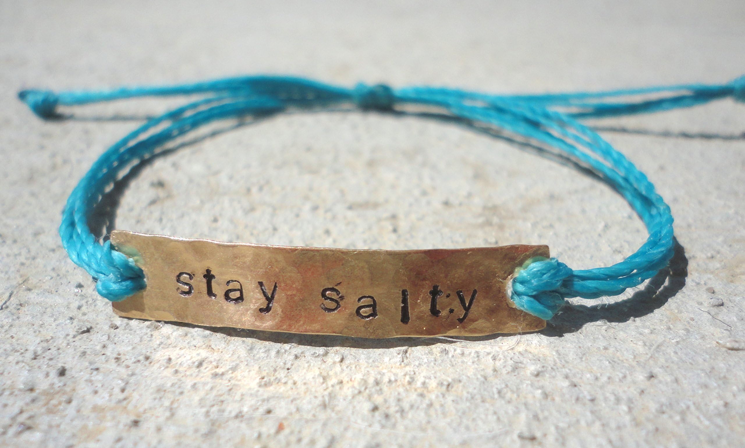 Hand Stamped Message Bracelet- Custom Message Charm Waterproof Bracelet-Pick your Message and Thread Color