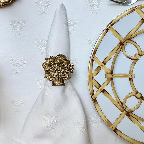 Miniatura 7 de Amelie Michel Servilleta francesa jacquard de lujo en abeja maya, marfil  Resistente a las manchas, fácil cuidado, lavable a máquina, tela fabricada