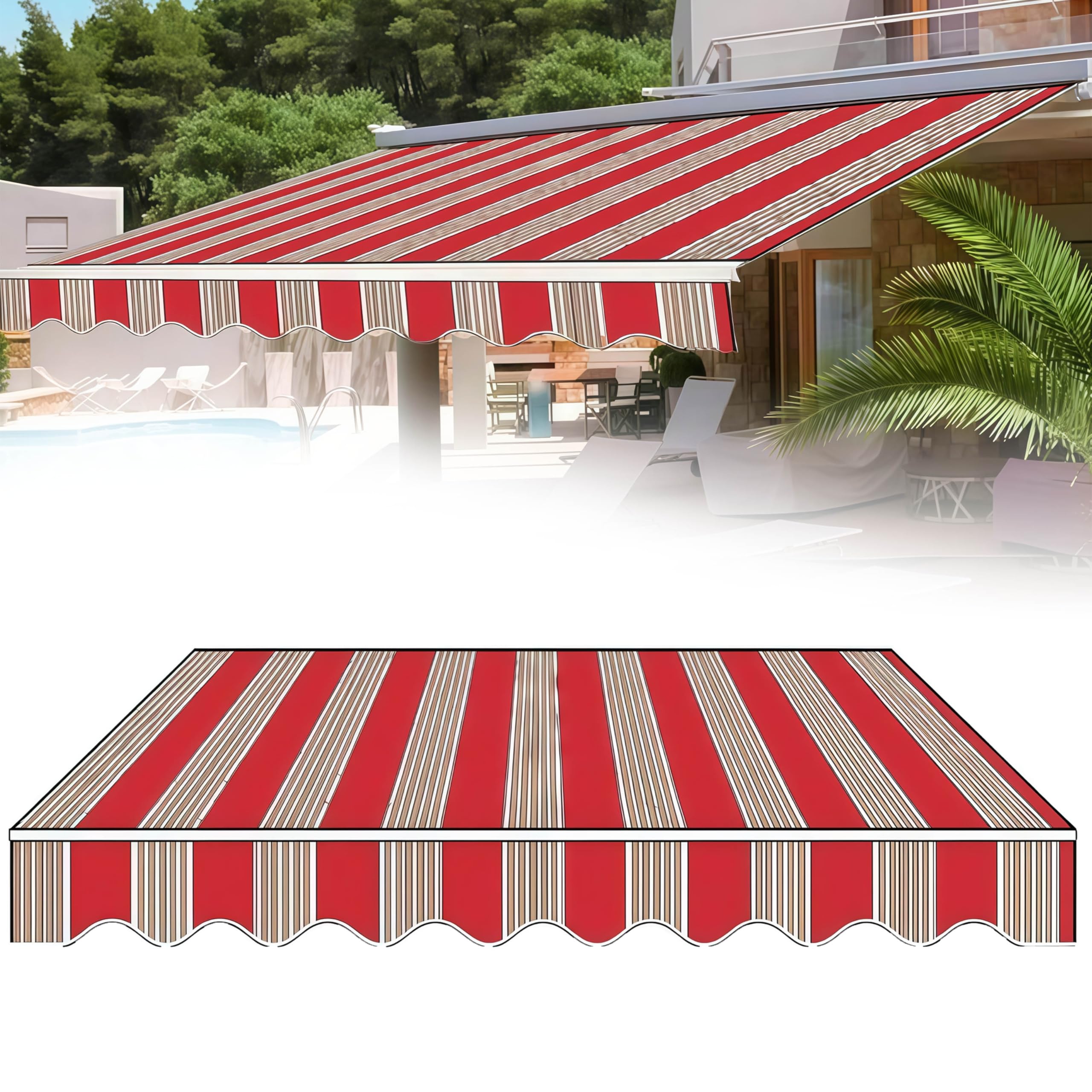 Toldo de repuesto para patio que soluciona el desgaste solar en lonas de terrazas