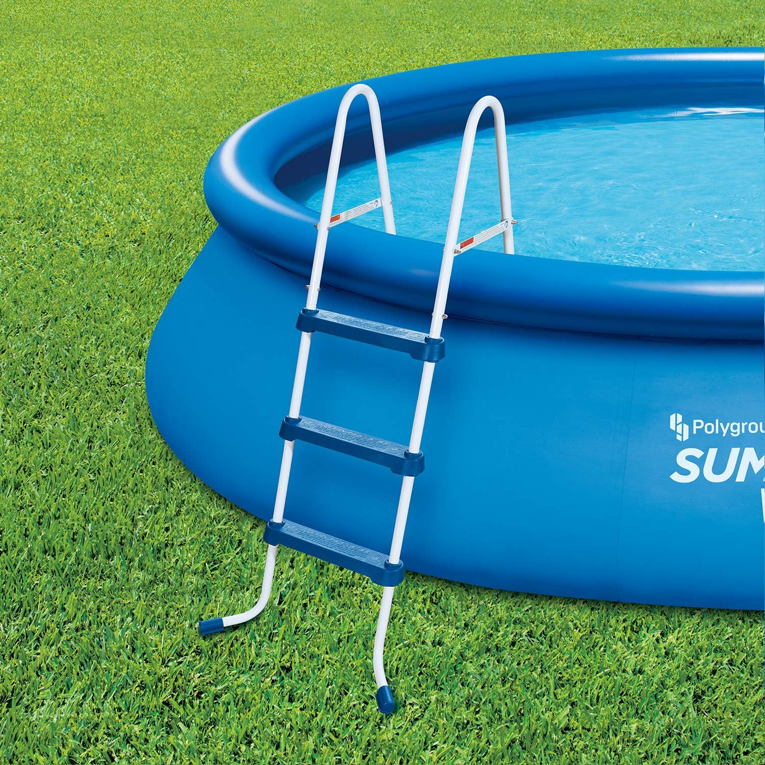 Summer Waves 36 Inch SureStep 3 Step Heavy Duty Steel Outdoor Above Ground Swimming Pool Ladder : Patio, Lawn & Garden