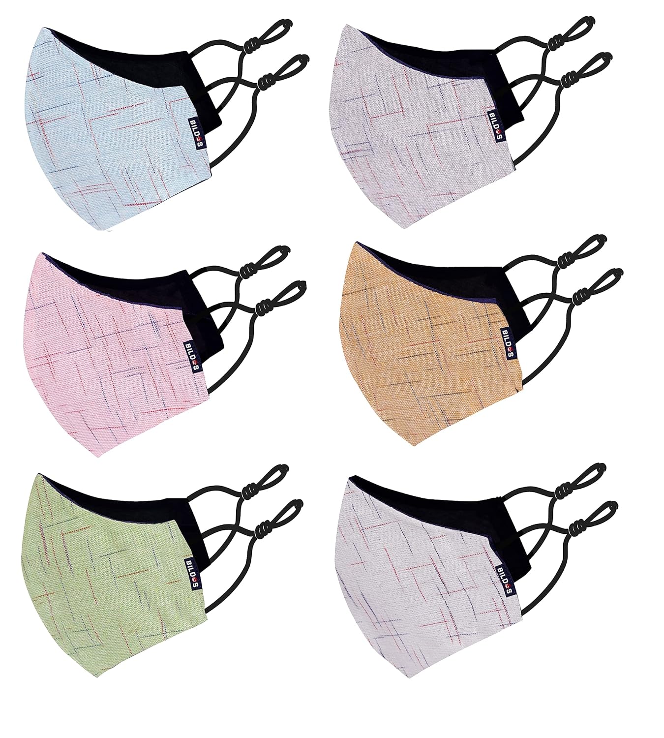 Bildos Cotton Reusable Face Mask With Adjustable Ear Loop (Multicolour