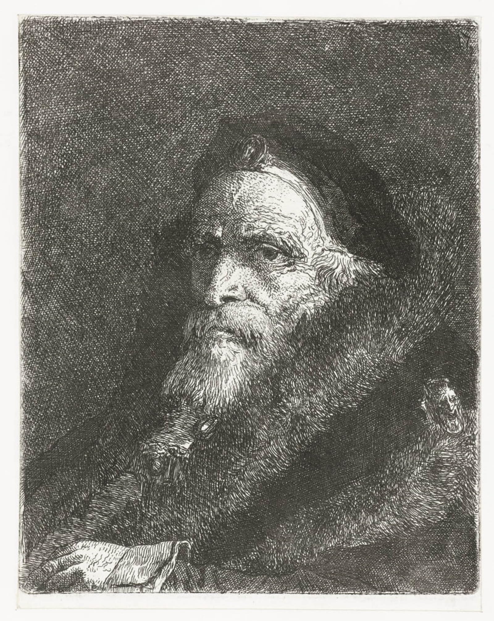ARTXLXXBN Famous Art Print Poster Vintage Wall Art Old Man in Fur Coat by Domenico Tiepolo Canvas Art Poster for Home Decor 60x90cm