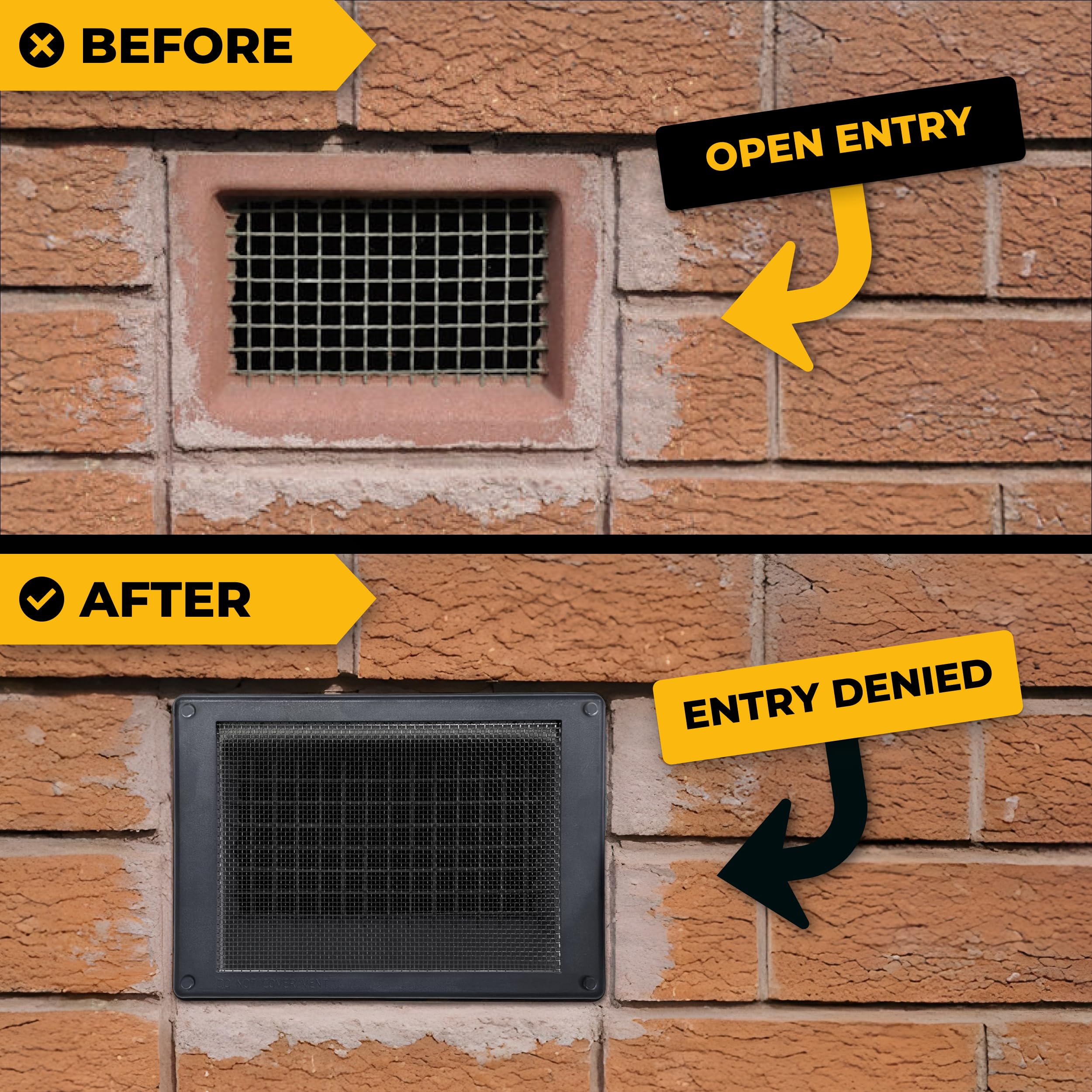 Pest-X Pro Vault Air Brick Covers 254mm x 102mm (2 Pack), Rodent Control Vent Covers Exterior, Air Brick Pest Guard - Image 3