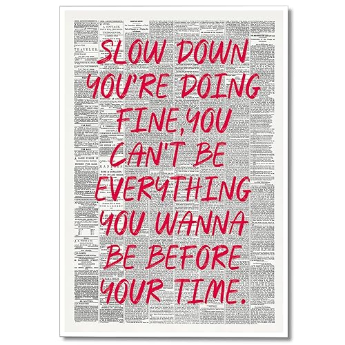 Slow Down You're Doing Fine Poster Red Daily Reminder Positive