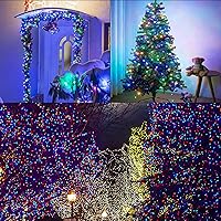 Vista 6 de Blissun Luces de Navidad, juego de 50 luces de alambre verde, mini cadena de luces de Navidad a pilas con 8 modos, luces de hadas de 16 pies