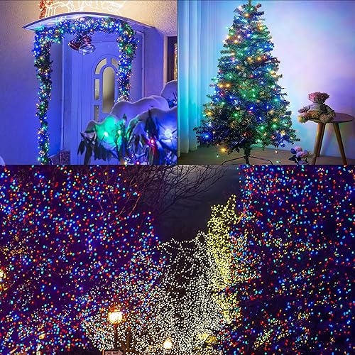Miniatura 6 de Blissun Luces de Navidad, juego de 50 luces de alambre verde, mini cadena de luces de Navidad a pilas con 8 modos, luces de hadas de 16 pies para
