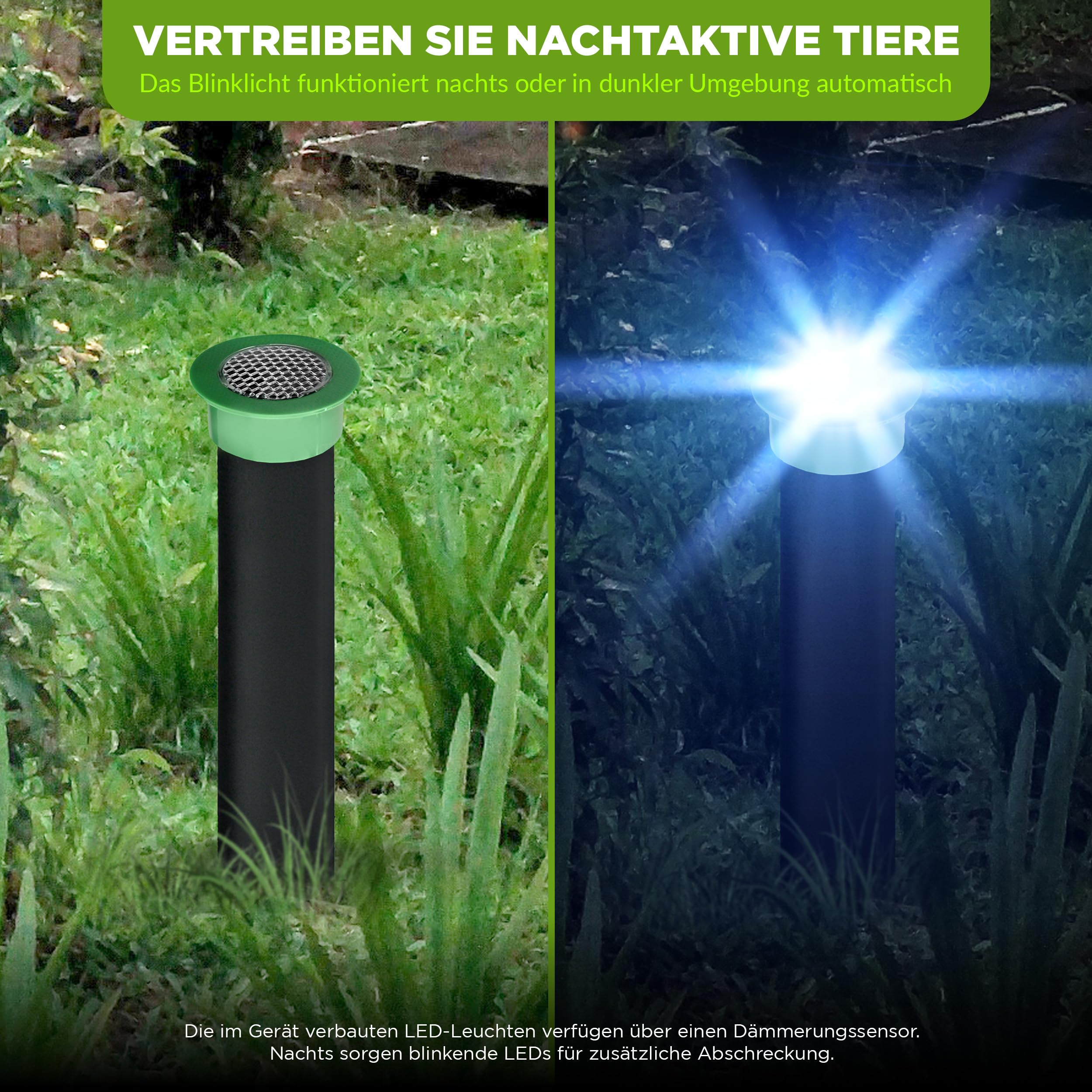 ISOTRONIC® Maulwurf Vertreiber Wühlmausschreck 4er Pack | Tradition seit 1979 | Maulwurfschreck wasserdicht IP65 | Plus blaues Licht gegen Wildtiere
