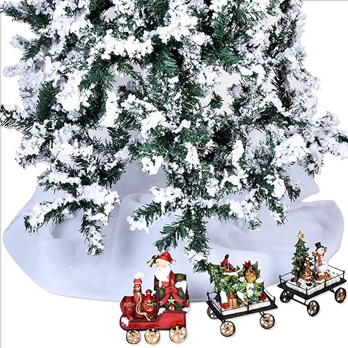 Miniatura 2 de Paquete de 3 cobijas de nieve de Navidad suaves y esponjosas, de algodón blanco artificial, falsa decoración de invierno para falda de árbol de