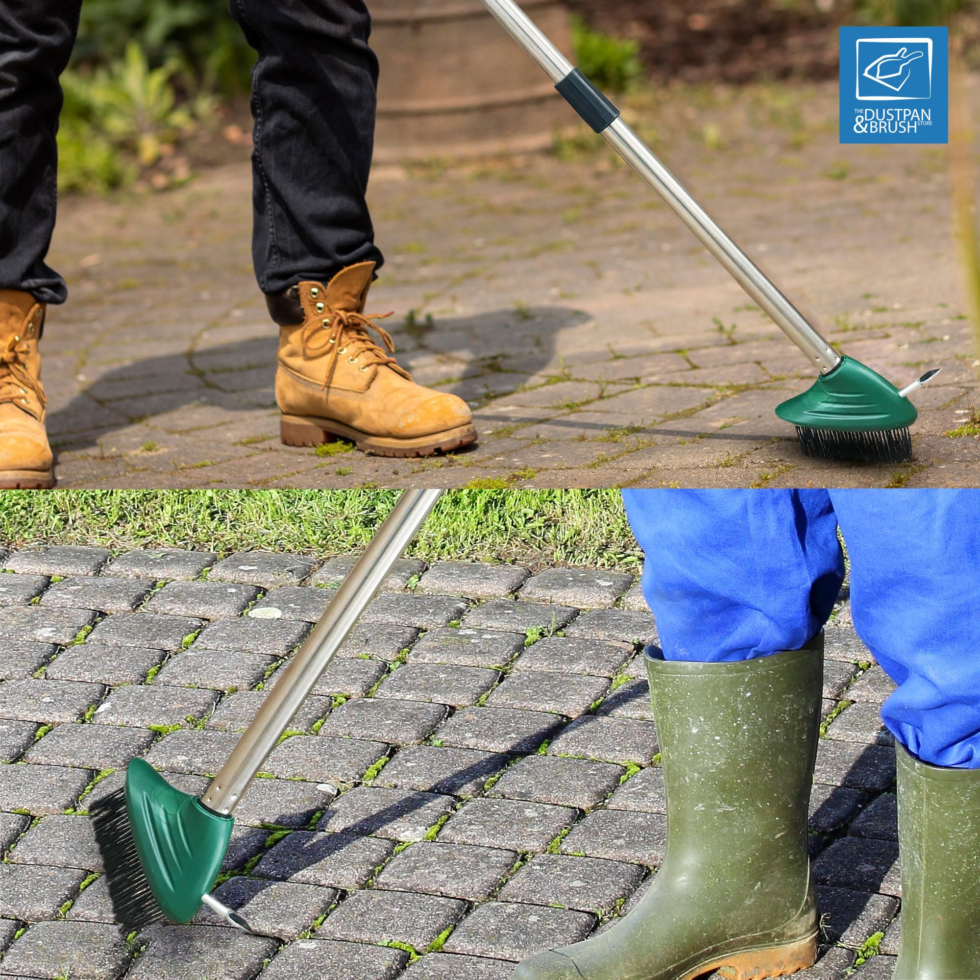 Angled Weed Remover Tool Brush Long Handle with Built-In Weed Scraper Tool, Moss Remover Patio Brush, Metal Bristles for Removing Moss, Ideal for Garden, Driveway, and Block Paving Patio Cleaner — view 8