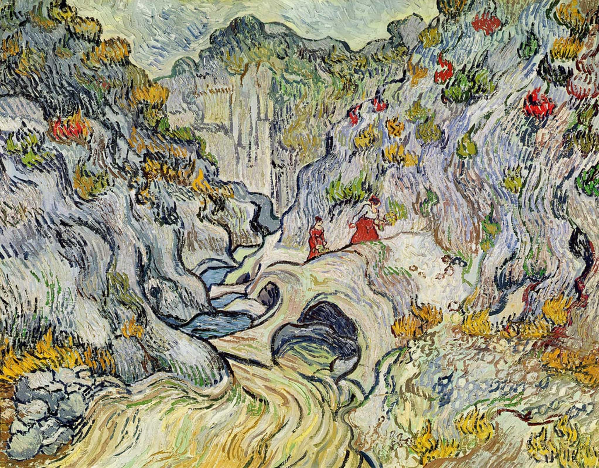 ARTXLXXBN Famous Prints Artwork Pictures Poster Painting Art the Ravine of the Peyroulets by Vincent Van Gogh Artwork Landscape Pictures for Home Decor 60x90cm