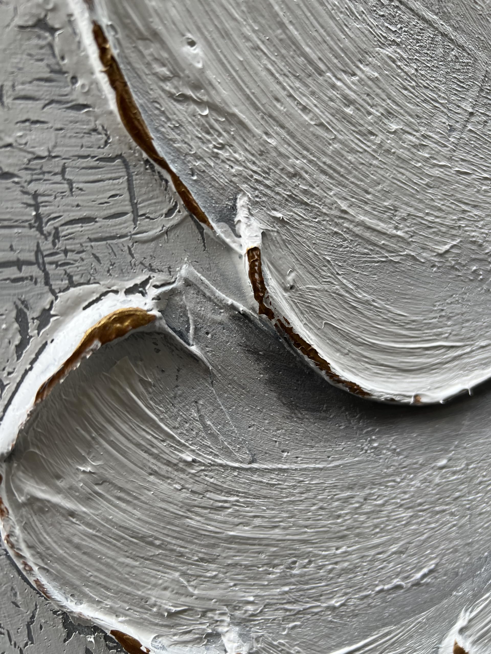 Hand-painted Abstract Oil Painting On Canvas - White & Grey Modern Wall Art, 40x28 Inches