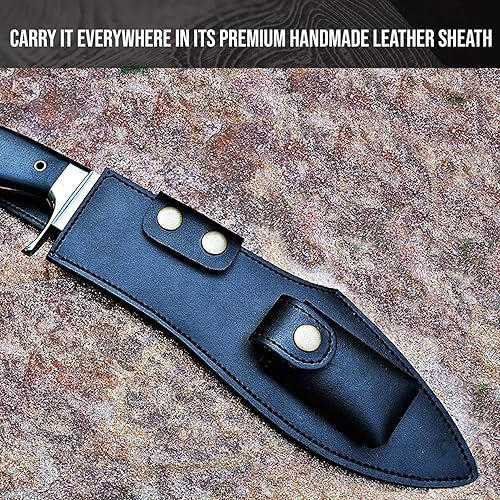 Miniatura 5 de BIGCAT ROAR Cuchillo de caza de acero D2 hecho a mano, cuchillo de caza de hoja fija Bushcraft con funda y mango de micarta - Cuchillo de corte EDC